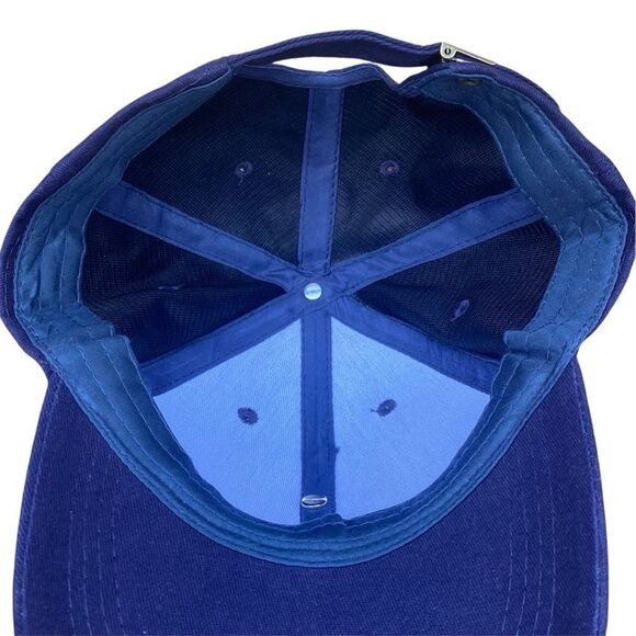 Upcycled Gucci Canvas Logo Navy Blue Felt Baseball Hat/Cap w/ Silver Skull OS - Picture 5 of 5